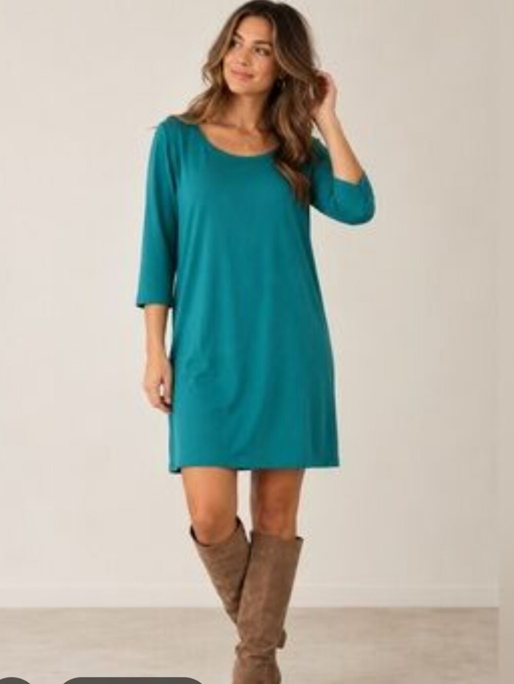 EILEEN FISHER Ballet Neck 3/4 Sleeve Stret…